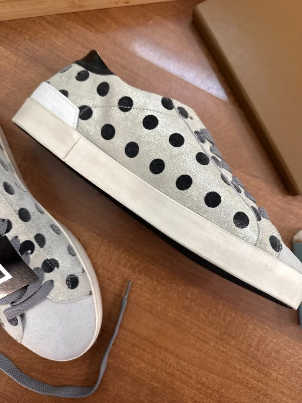 D.A.T.E premium sneakers suede leather polka dot shoe size 8